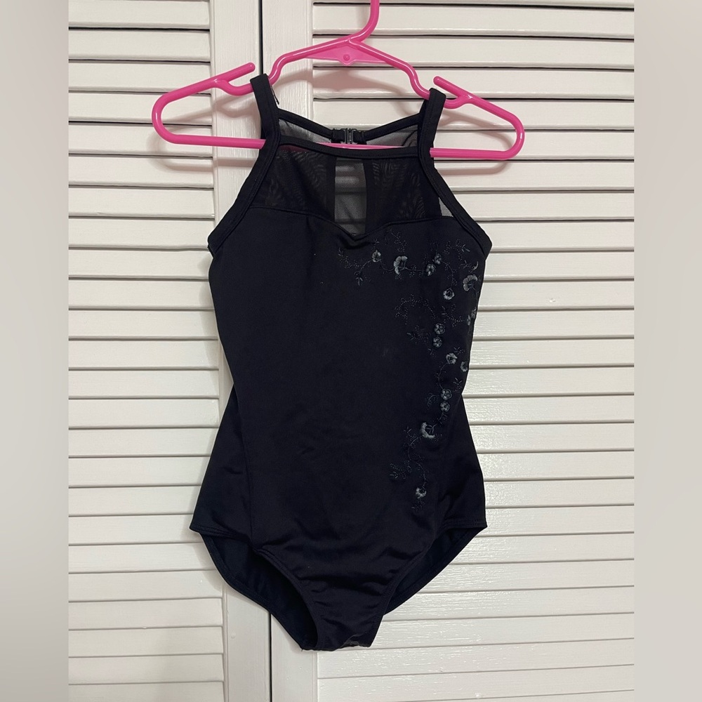 Black Cutout Leotard with Skirt